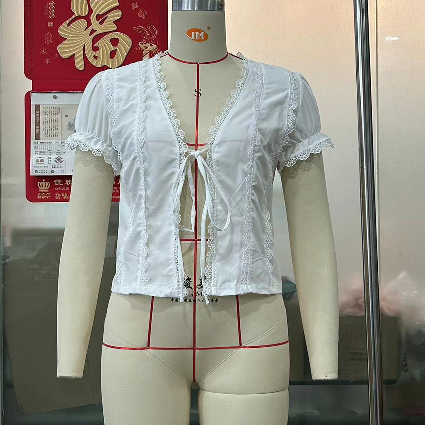 Lace-up Cropped Solid Color Cardigan Top
