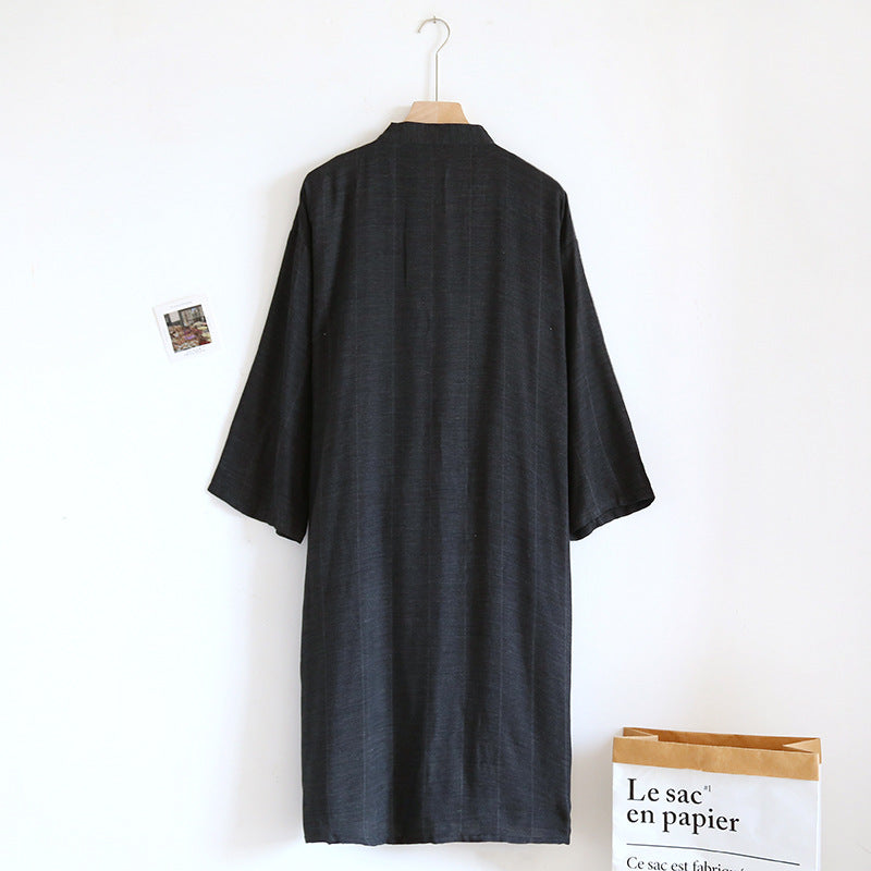 Japanese Style Lace-up Kimono Pajamas Men's Spring And Summer Pure Cotton Thin
