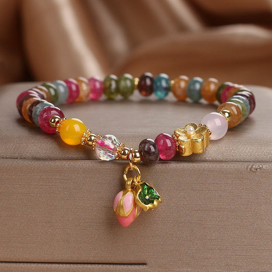 Natural Jade Color Tourmaline Abacus Beads Bracelet