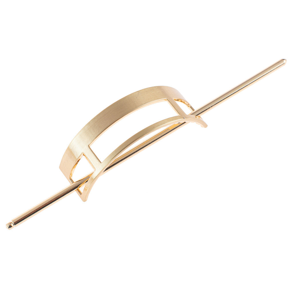 Rectangular Simple Hollow Zinc Alloy Brushed Hairpin