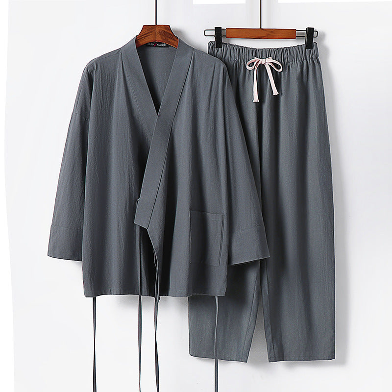 Cardigan Hanfu Trendy Cotton And Linen Two-piece Suit