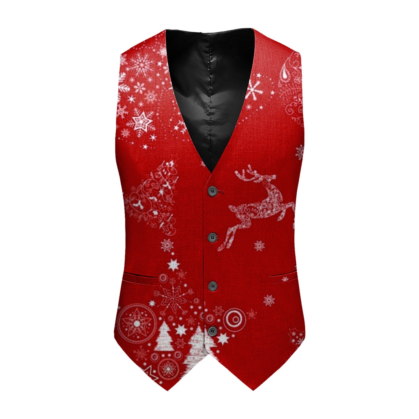 Slim-fit Youth Single-breasted Printed Vest