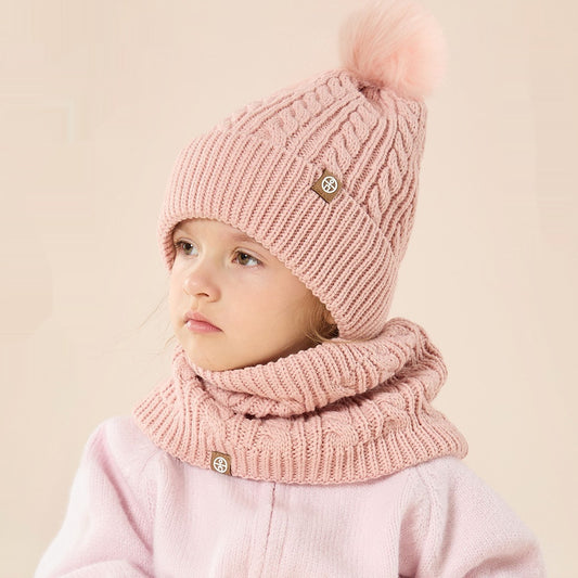 Winter Warm Plush Children's Scarf Hat Gloves Suit