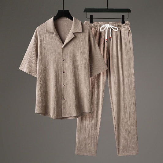 Casual Men's Sports High-end Half Sleeve Chinese Style Two-piece Set