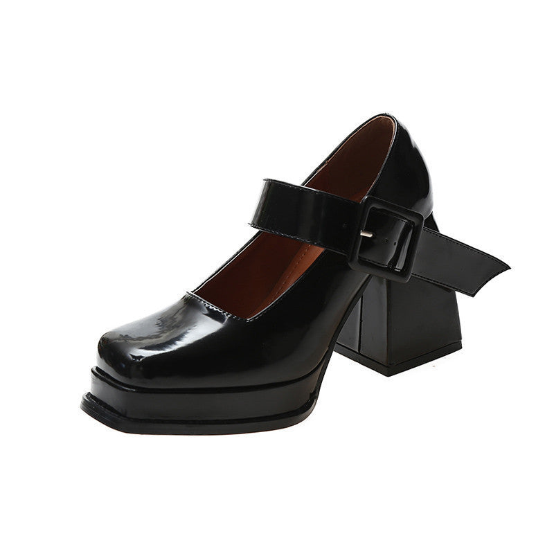 Retro Square Toe High Heels Women