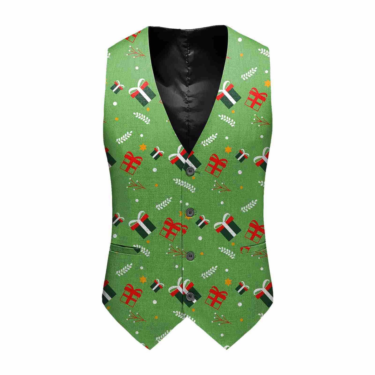 Slim-fit Youth Single-breasted Printed Vest