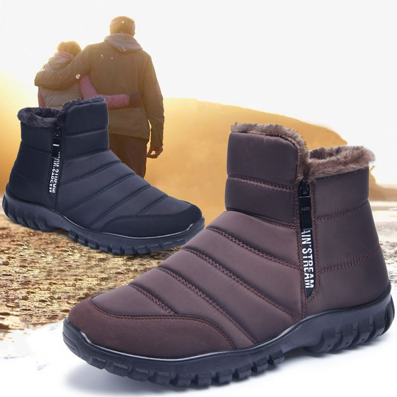 Winter Boots For Men Waterproof Warm Shoes With Plush Zipper Design