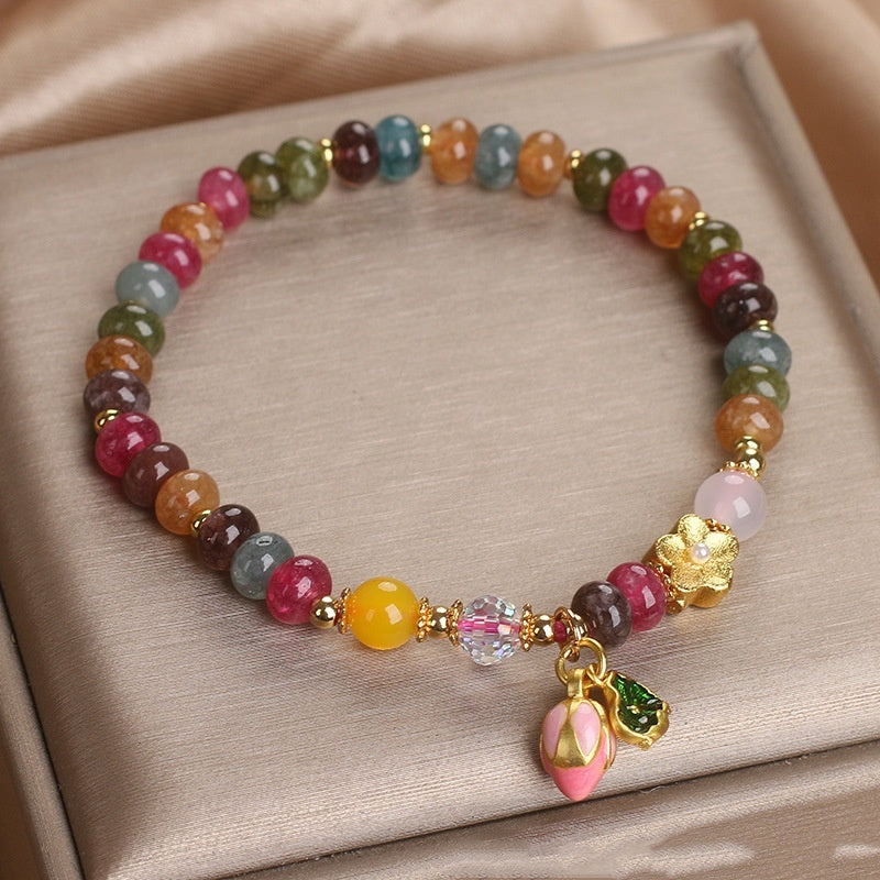 Natural Jade Color Tourmaline Abacus Beads Bracelet