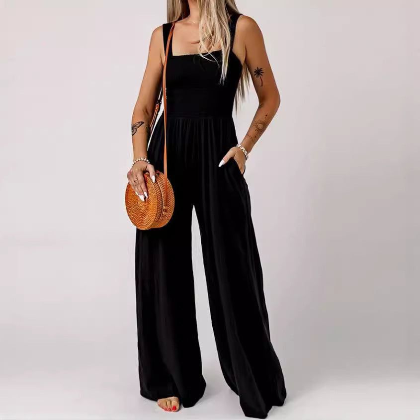 Sleeveless Tube Top Women's Commuting Wear Sexy Vest Jumpsuit Loose Wide Leg