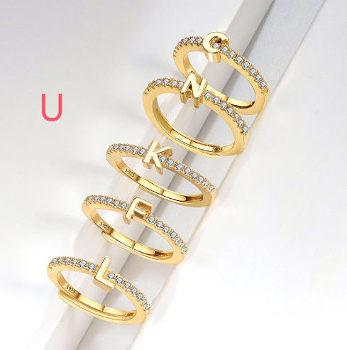 S925 Sterling Silver New Style Micro-inlaid Letters Ring