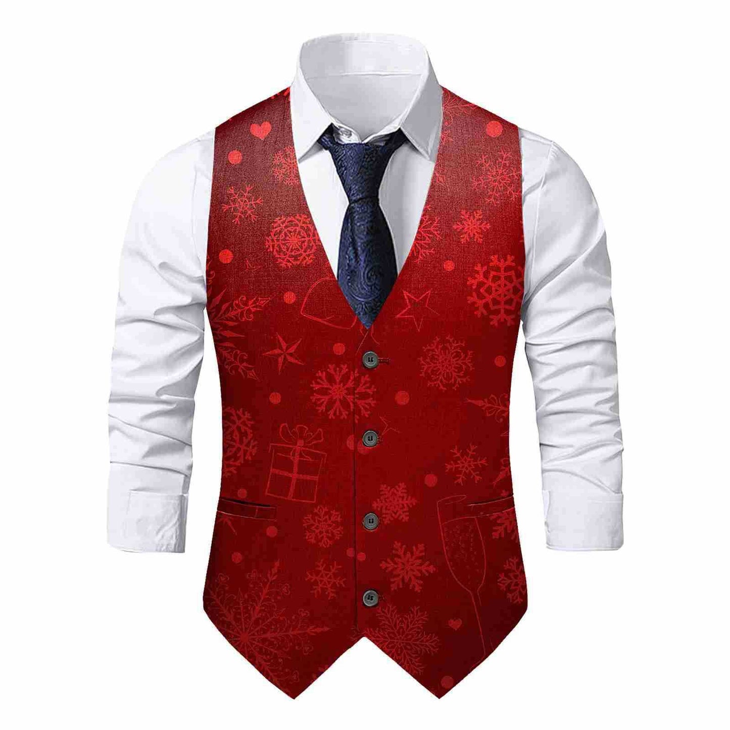 Slim-fit Youth Single-breasted Printed Vest