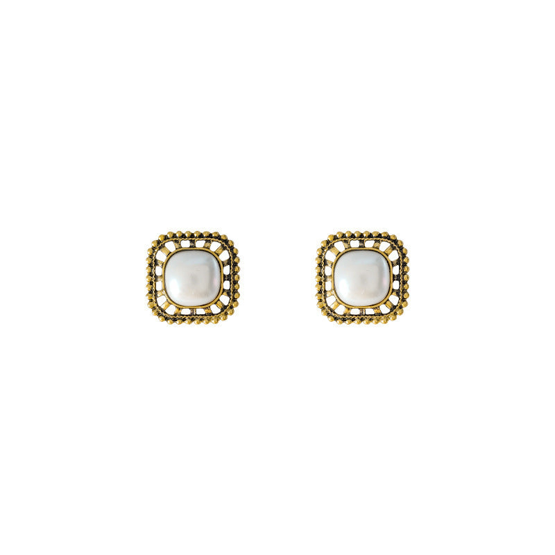 Retro Gold Square Earrings For Women