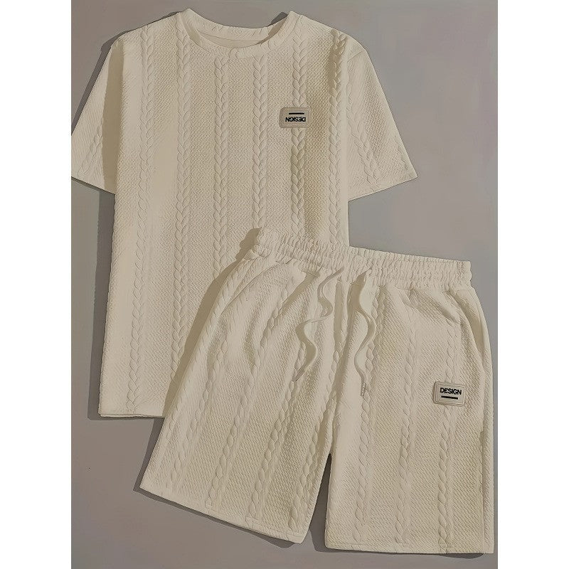 Men's Wheat Grain Tassel Type Comfortable 2-piece Set Knitting Suit
