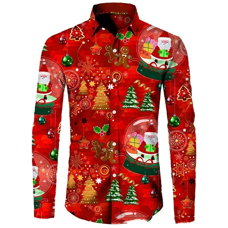 Youth Lapels Shirt Casual Long Sleeve Digital Printing