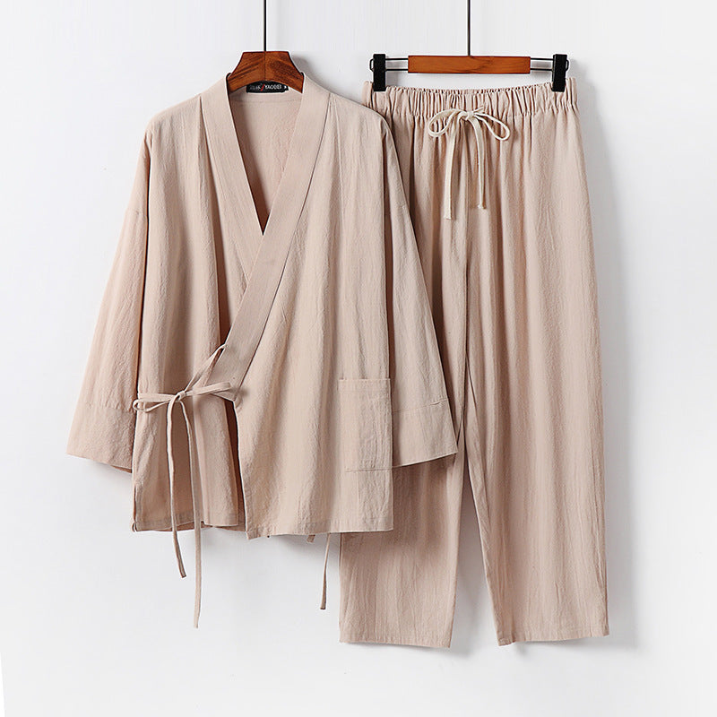 Cardigan Hanfu Trendy Cotton And Linen Two-piece Suit