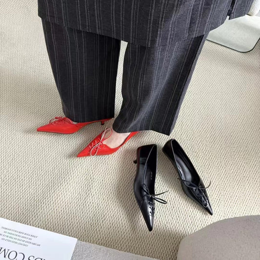 Women's Autumn New Bow Chunky Heel Lazy Fashion Slip-on Pumps