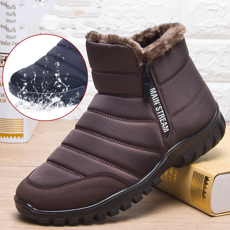 Winter Boots For Men Waterproof Warm Shoes With Plush Zipper Design