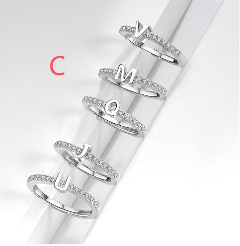 S925 Sterling Silver New Style Micro-inlaid Letters Ring