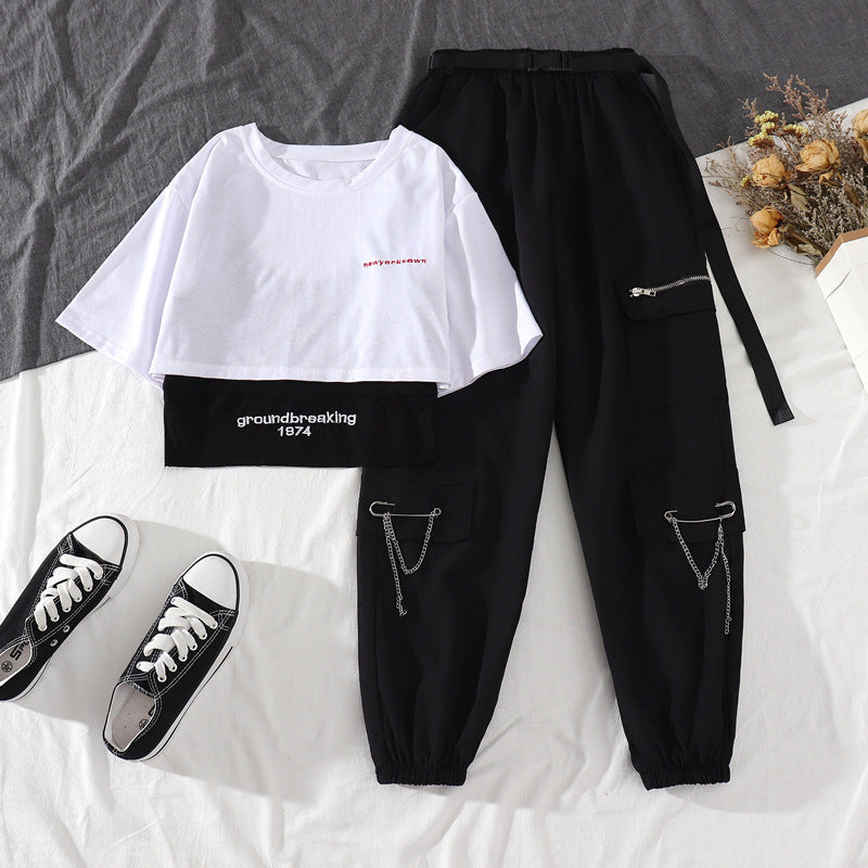 Women's Short Sleeve T-Shirt Casual Three Piece Set